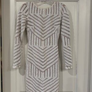 Dress the Population White, Beaded Sequin Dress - Size Small